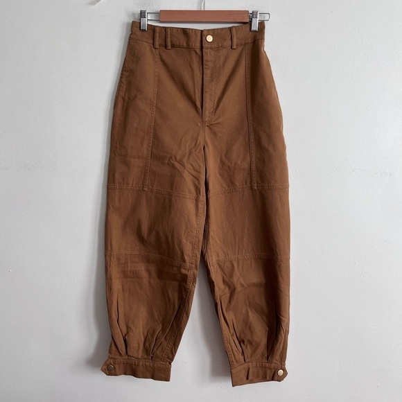 ZARA  SNAP BUTTON CUFFED PANTS-TAUPE BROWN-7149/240 - Picture 4 of 10
